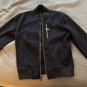 Banana Republic Faux Suede Bomber Jacket Navy